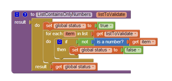 List contains only numbers test